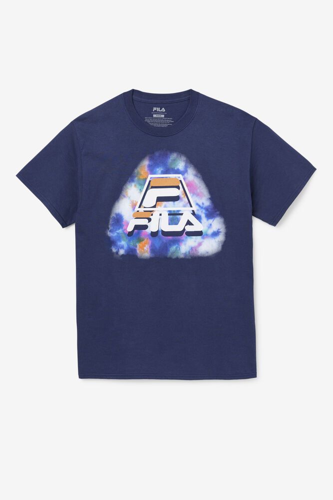 Fila T-Shirt Boniface Tie Dye Mens Blue - India UAZ-297368